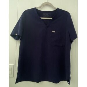 Figs Technical Collection Catarina One Pocket Scrub Top Shirt Women L Navy Blue